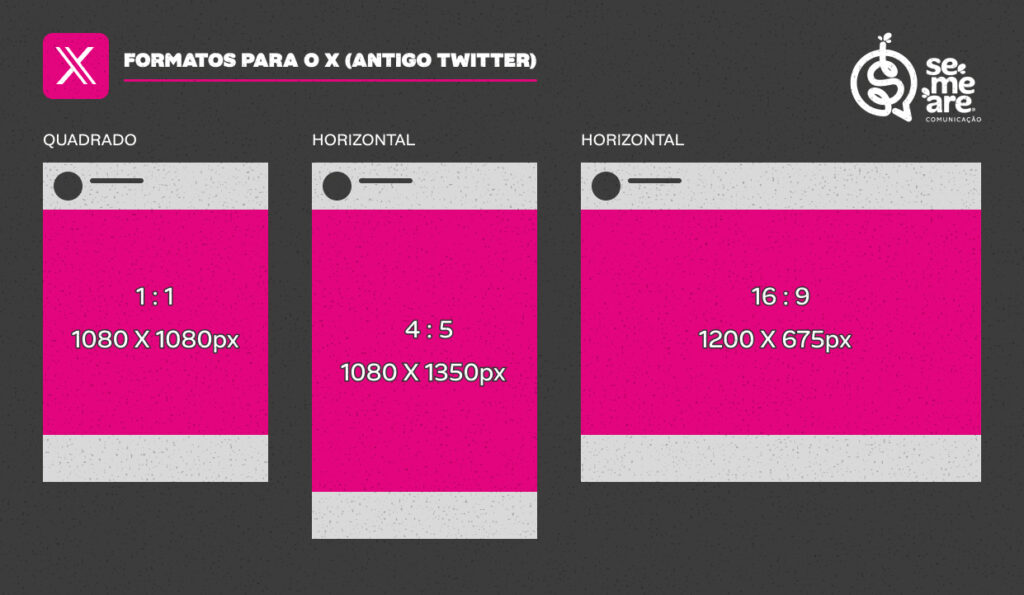 Formatos e tamanhos para X
