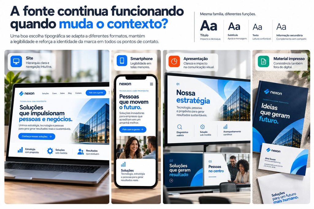 Tipografia aplicada em diferentes meios para avaliar sua funcionalidade